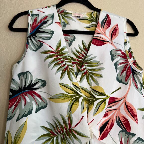 Alythea Blouse Top Women Medium Tropical Vacation Travel Hawaiian Sleeveless - Picture 6 of 9